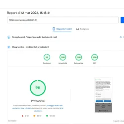 Risultati PageSpeed Insights mobile sito Nice And Clean con prestazioni 96 e punteggi completi su accessibilità, best practice e SEO